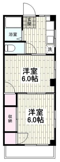 湘南グリーンハイム(2K/2階)の間取り写真