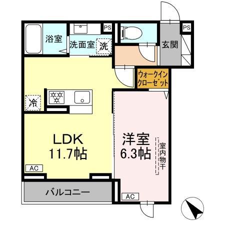 D PAINA 登戸II(1LDK/2階)の間取り写真