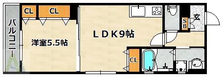 リアン西山町(1LDK/1階)の間取り写真