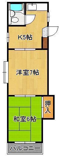 シャトレ山寺(2K/2階)の間取り写真