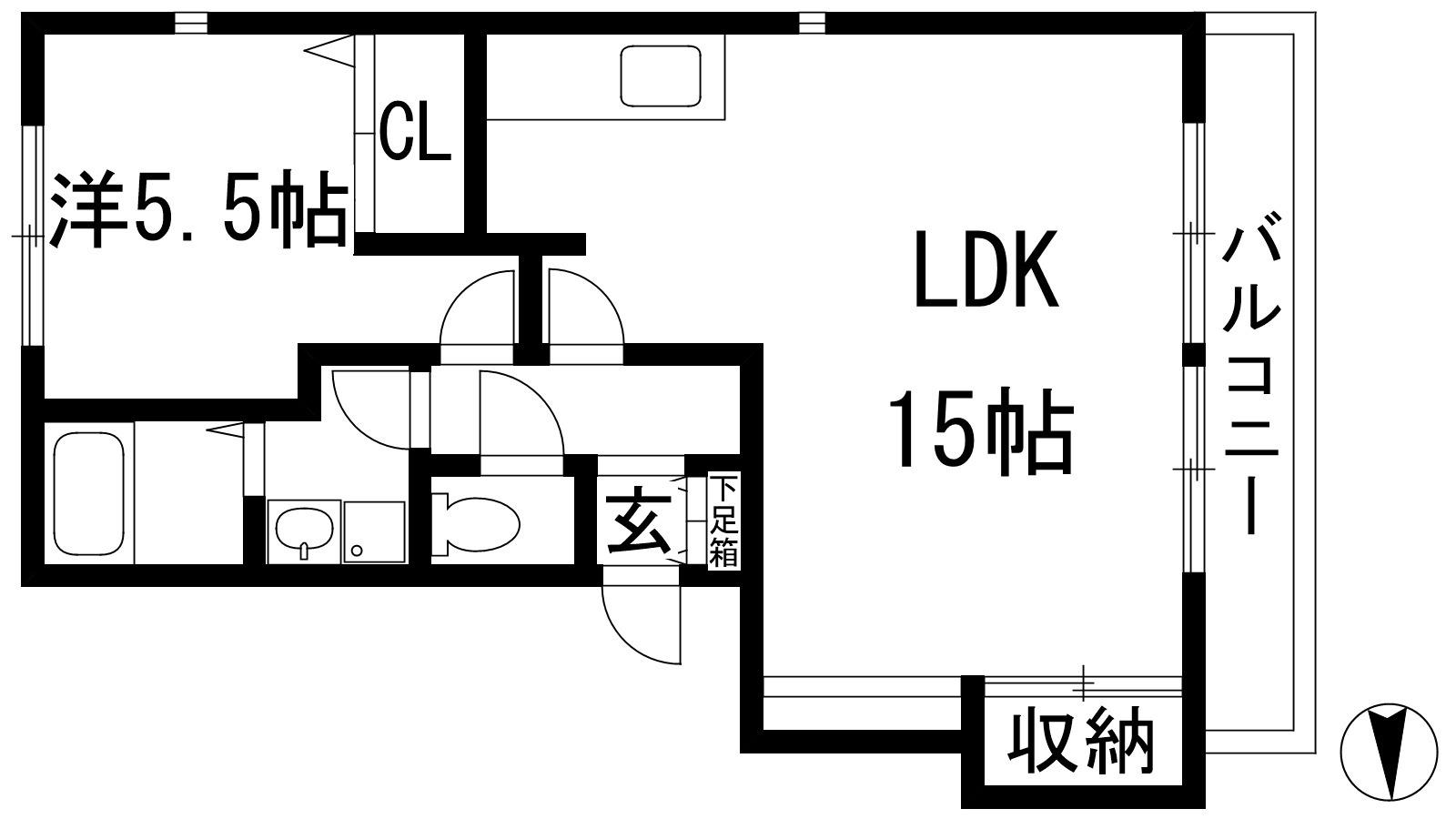 アバンウェル小林(1LDK/2階)の間取り写真