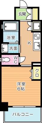 VERDE幸町(1K/2階)の間取り写真