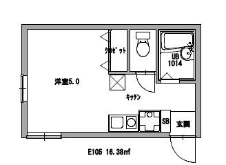 フラットテラスA(1K/1階)の間取り写真