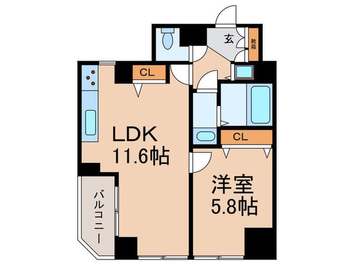 菱和パレス飯田橋(1LDK/6階)の間取り写真