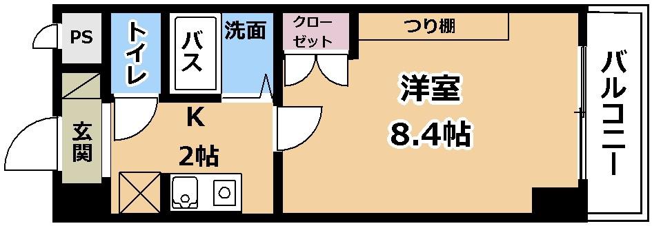グリーンロード山手(1K/1階)の間取り写真