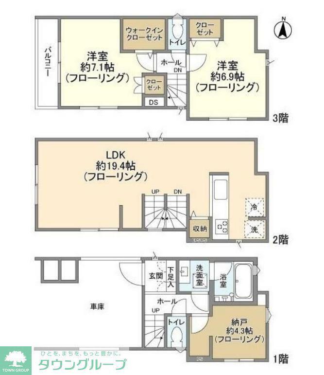 KOLET武蔵小杉(2SLDK/3階)の間取り写真