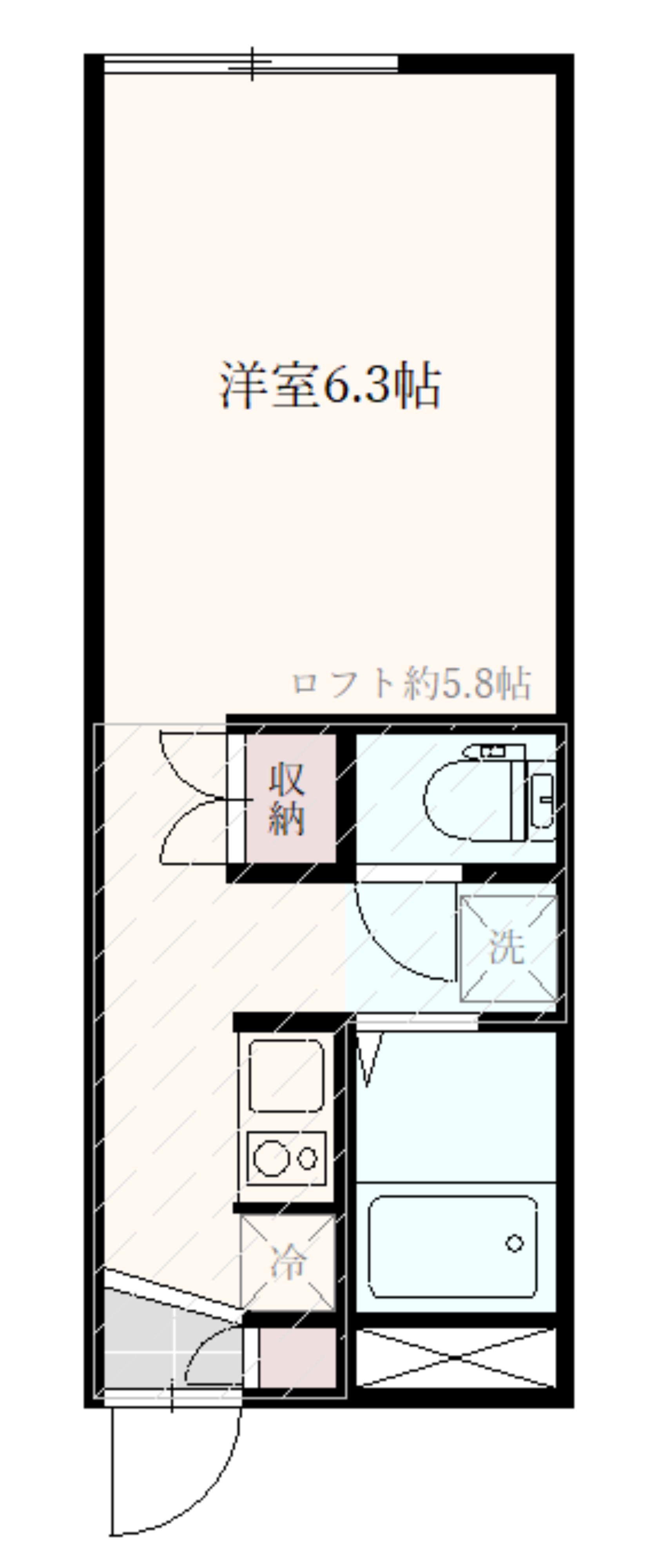 シェモア横越(1K/2階)の間取り写真