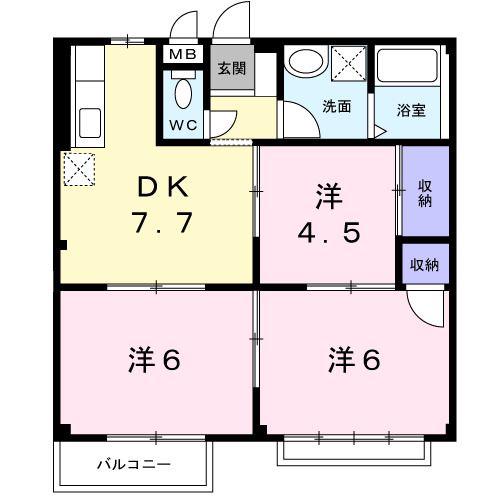 エルデム城南パートI(3DK/2階)の間取り写真