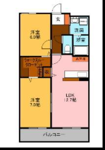 CUARTO GISHOU(2LDK/2階)の間取り写真