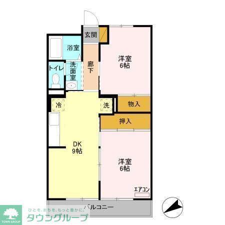 コンドミニアムアルファ(2DK/2階)の間取り写真