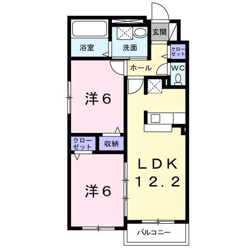 PARK喜多川E(2LDK/3階)の間取り写真