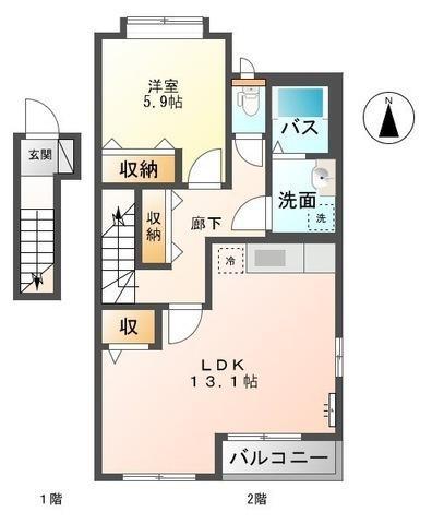グリーン・ガーデン(1LDK/1階)の間取り写真