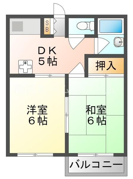 ドゥウエル南(2K/2階)の間取り写真