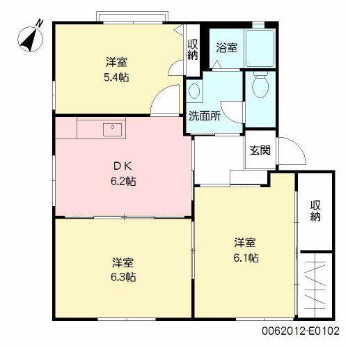 ファーネス E棟(3DK/1階)の間取り写真
