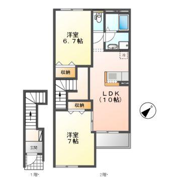 エクセルハイツ(2LDK/2階)の間取り写真