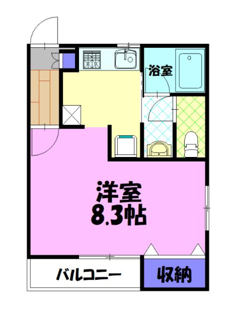 BLUE TREE簗瀬 D(1K/3階)の間取り写真