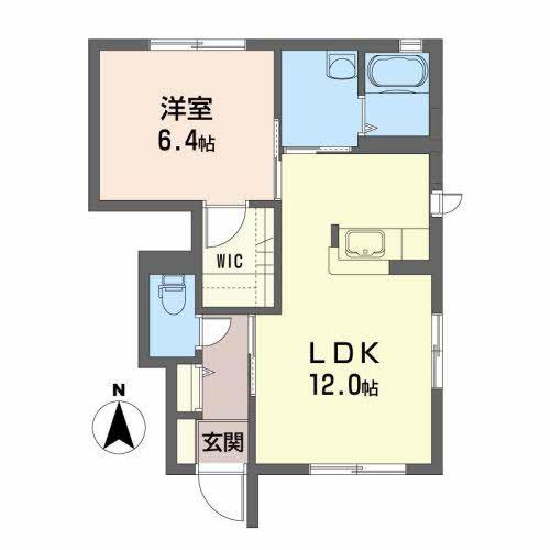 パークサイドマルサC(1LDK/1階)の間取り写真