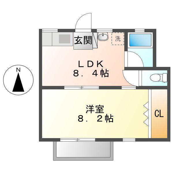 ジョーヌ駈上(1LDK/3階)の間取り写真