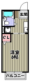 アミチミエII(1K/1階)の間取り写真