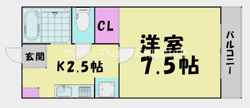 TJ鳴滝(1K/2階)の間取り写真