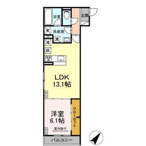 キクロス(1LDK/1階)の間取り写真