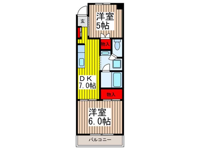 日揮パークマンション(2DK/4階)の間取り写真