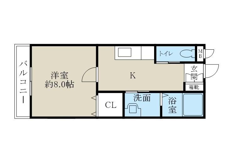 ウェルストーン(1K/2階)の間取り写真