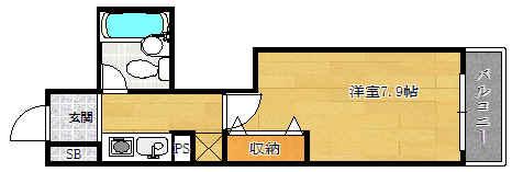 アスライフ湊川公園(1K/9階)の間取り写真