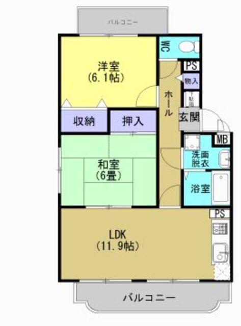 ファームガーデンD棟(2LDK/1階)の間取り写真