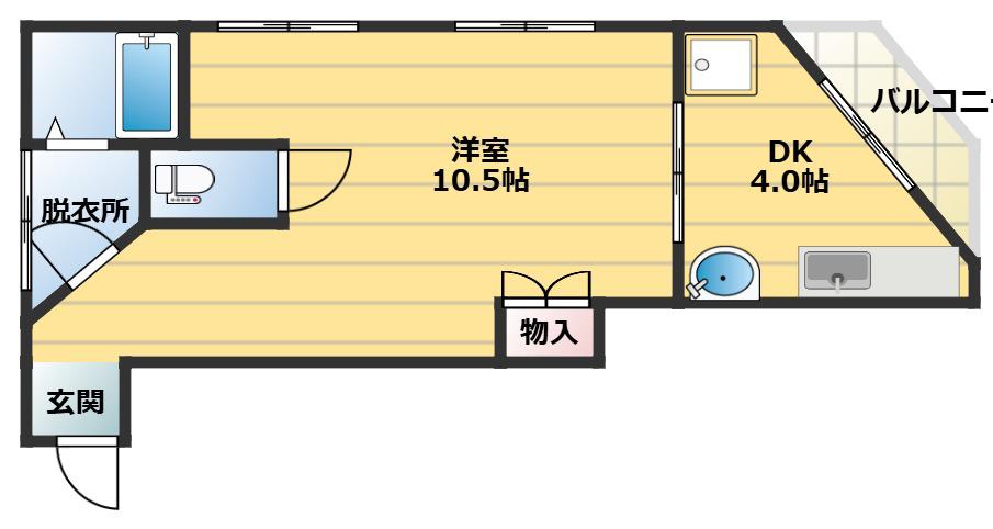 稗原マンション(1DK/3階)の間取り写真