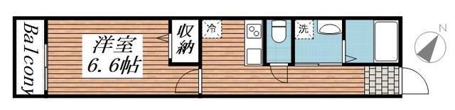 フラット南流山(1K/3階)の間取り写真