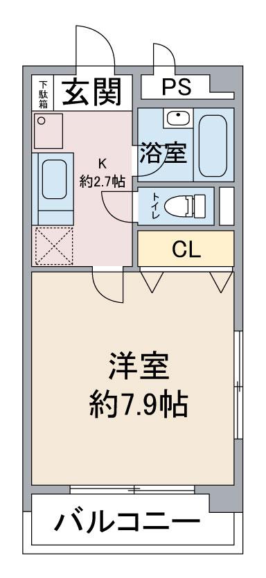 グランモール一社(1K/1階)の間取り写真