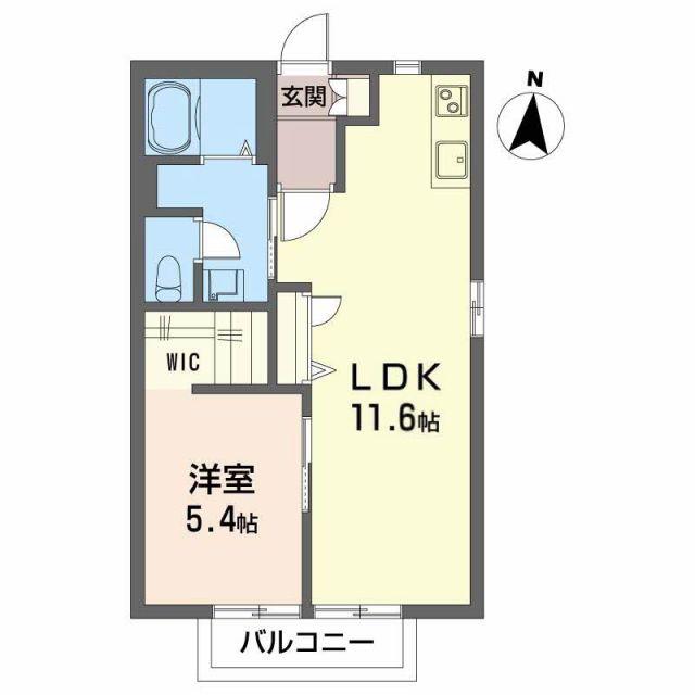 ランドマーク戸ノ内D(1LDK/2階)の間取り写真