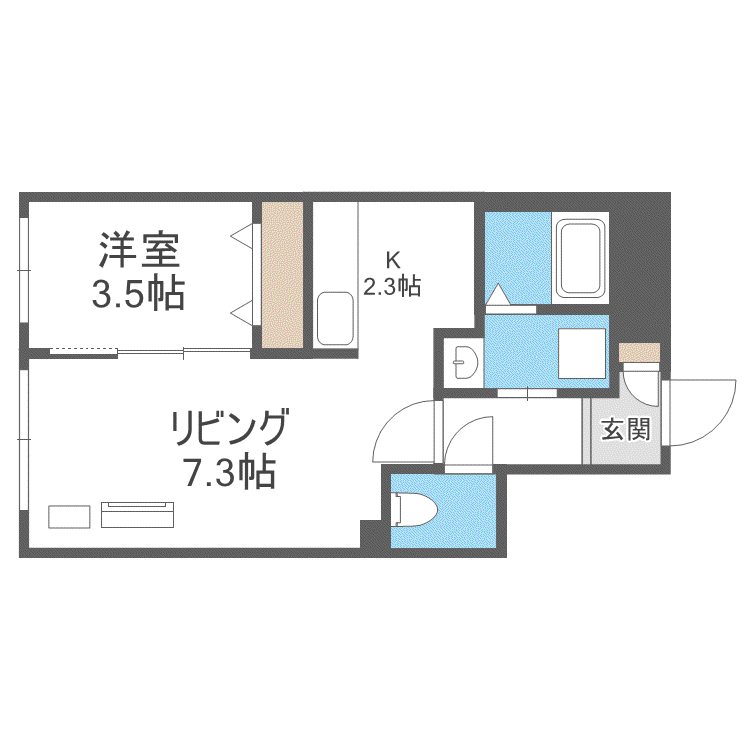 MONTAGNE南9条(1LDK/1階)の間取り写真