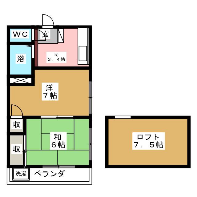 シティーリ高津(2K/2階)の間取り写真