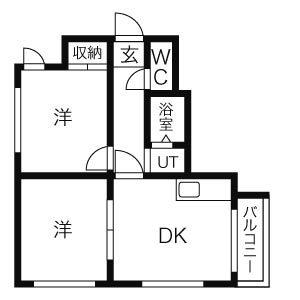 エトワール本町(2LDK/4階)の間取り写真