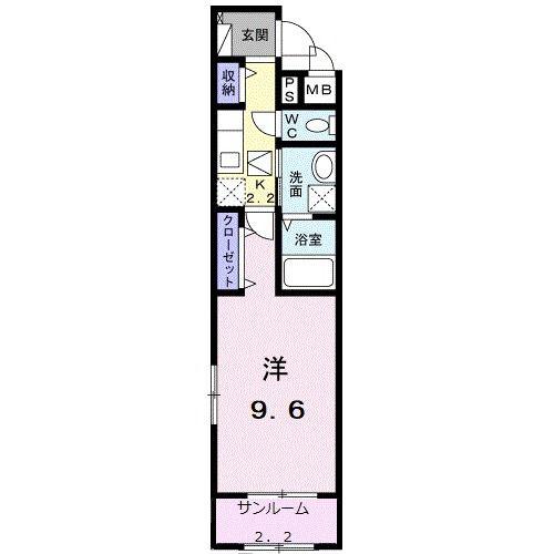 コンフォートミラー(1K/1階)の間取り写真