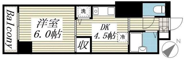 ジュネパレス柏第29(1DK/4階)の間取り写真