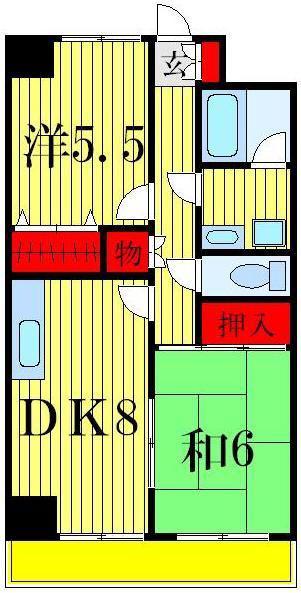 エステート西新井(2LDK/4階)の間取り写真