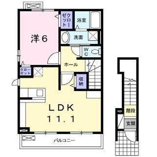 ロッソローザ(1LDK/2階)の間取り写真