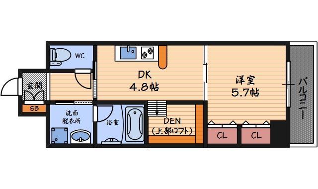ARROW FIELDS 貮番館(1DK/3階)の間取り写真