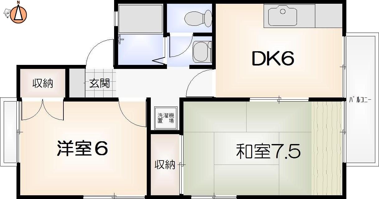 セジュール南昭和(2DK/2階)の間取り写真