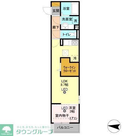 クイーン・ヒルズ(1LDK/1階)の間取り写真