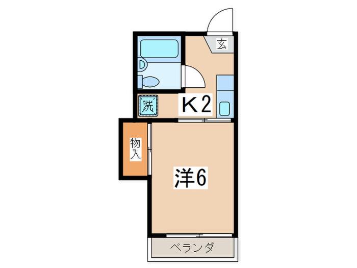 ベルメゾン(1K/2階)の間取り写真