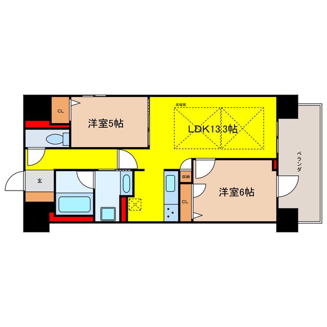 IBC RESIDENCE イースト(2LDK/8階)の間取り写真