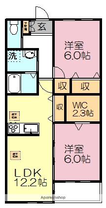 パークヴィラ王子台 A棟(2LDK/1階)の間取り写真