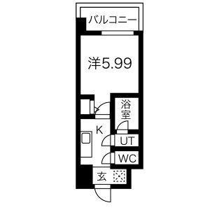 スプランディッド難波(1K/2階)の間取り写真