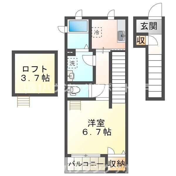 山陽電鉄本線 西舞子駅 徒歩2分 2階建 築4年(1K/2階)の間取り写真