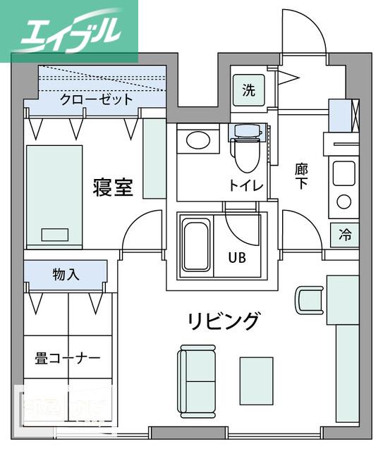 アルファコンフォート岡山(1LDK/10階)の間取り写真
