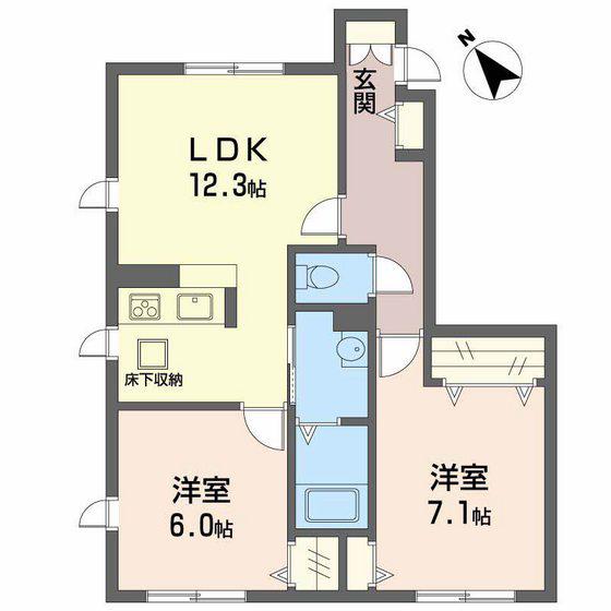 アンジール東原(2LDK/1階)の間取り写真